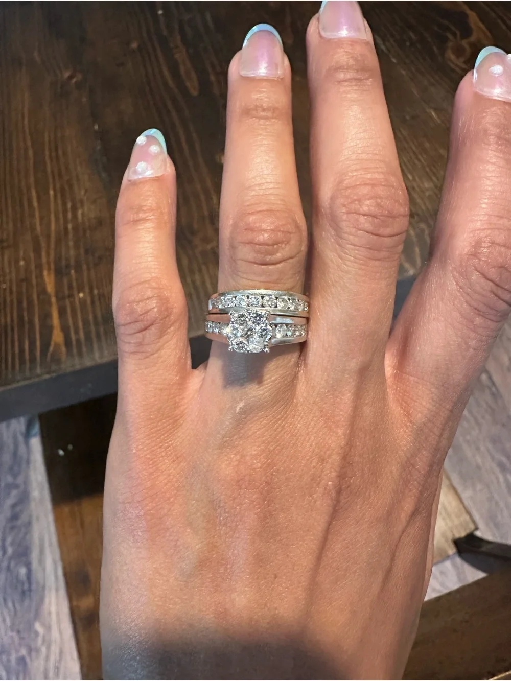 Classic White Gold Simulated Diamond Bridal Ring Set - White